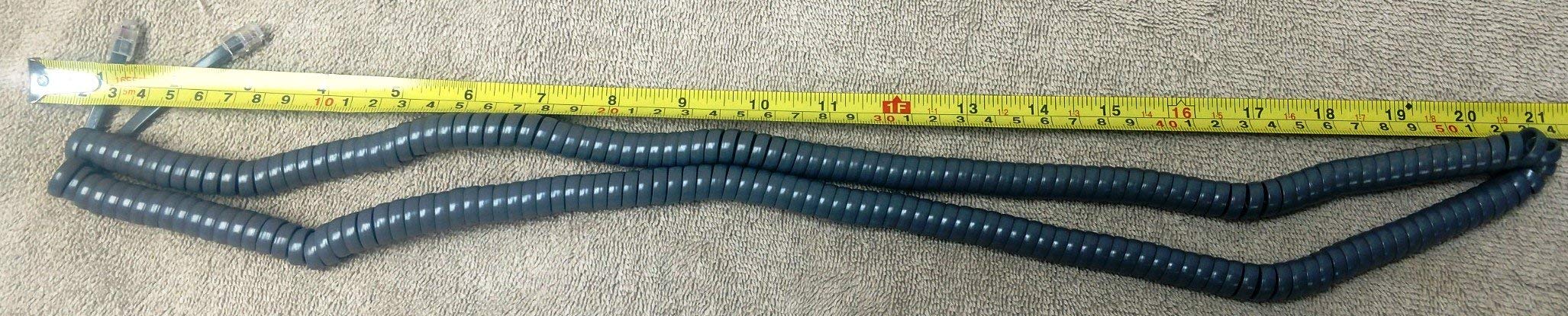 DIY-BizPhones 25' Ft Dark Gray Long Handset Cord Business Landline Phone Receiver RJ9 RJ10 4P4C Wire Cable Coiled Corded Wall Residential Home Charcoal Replacement-L8