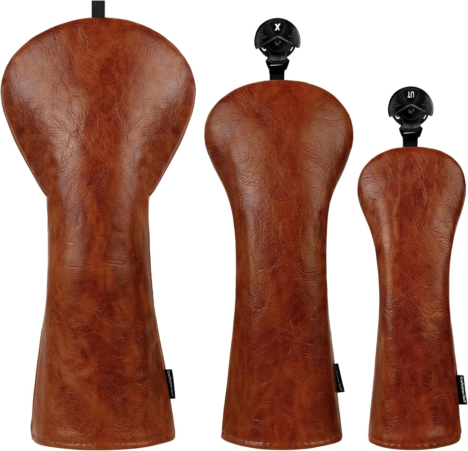 Craftsman Golf Premium Leather Brown Blade Mallet Putter Cover Driver Fairway Wood Headcover Cover Magnetic Closure