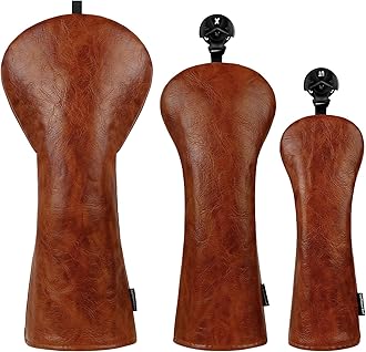 Craftsman Golf Premium Leather Brown Blade Mallet Putter Cover Driver Fairway Wood Headcover Cover Magnetic Closure