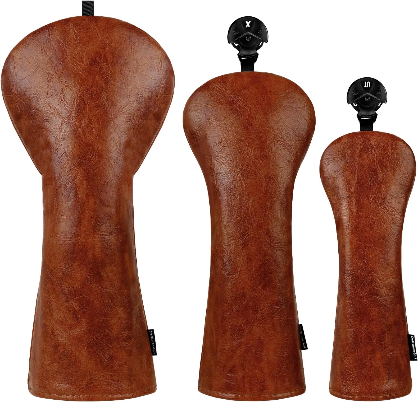 Premium Leather Brown Blade Mallet Putter Cover Driver Fairway Wood Headcover Cover Magnetic Closure