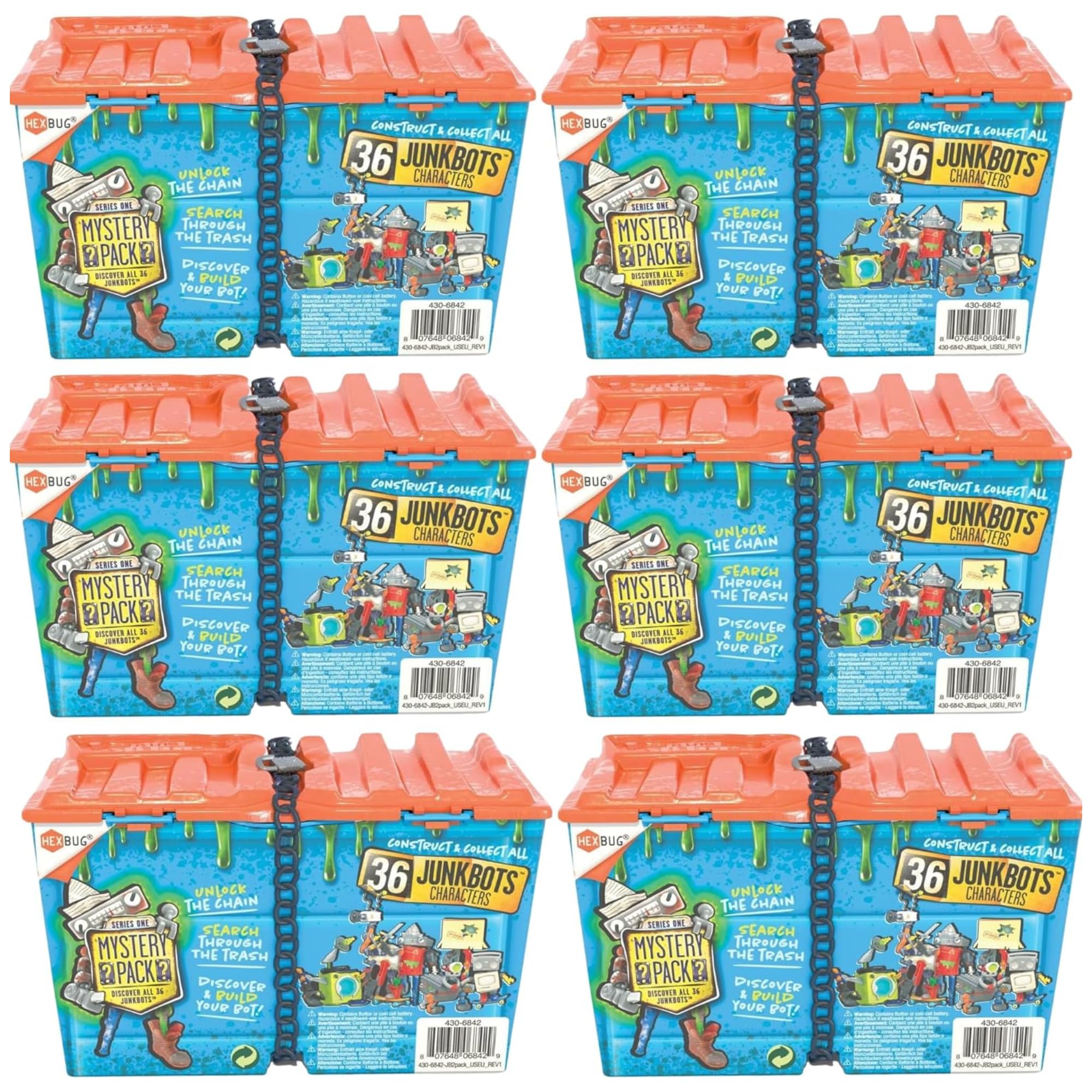Toptoys2u Bargain Bundles Hexbug Junk Bots Industrial Dumpster Action Figure Construction Kit Bundle - Pack of 6 Small Dumpsters