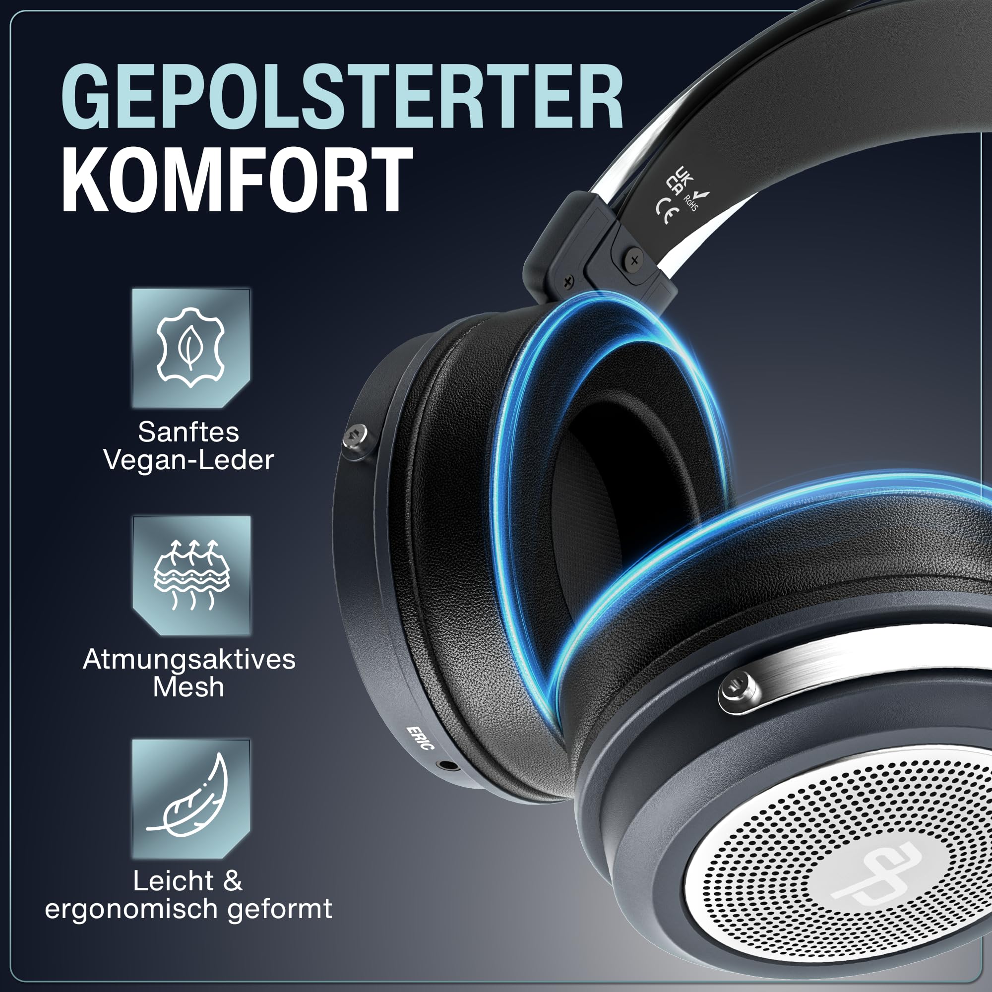 audio pirates ERIC Studio Over-Ear HiFi Kopfhörer – Studiokopfhörer mit Transprt-Case, 3m Kabel, 6,3mm Klinken-Adapter | Premium Collection