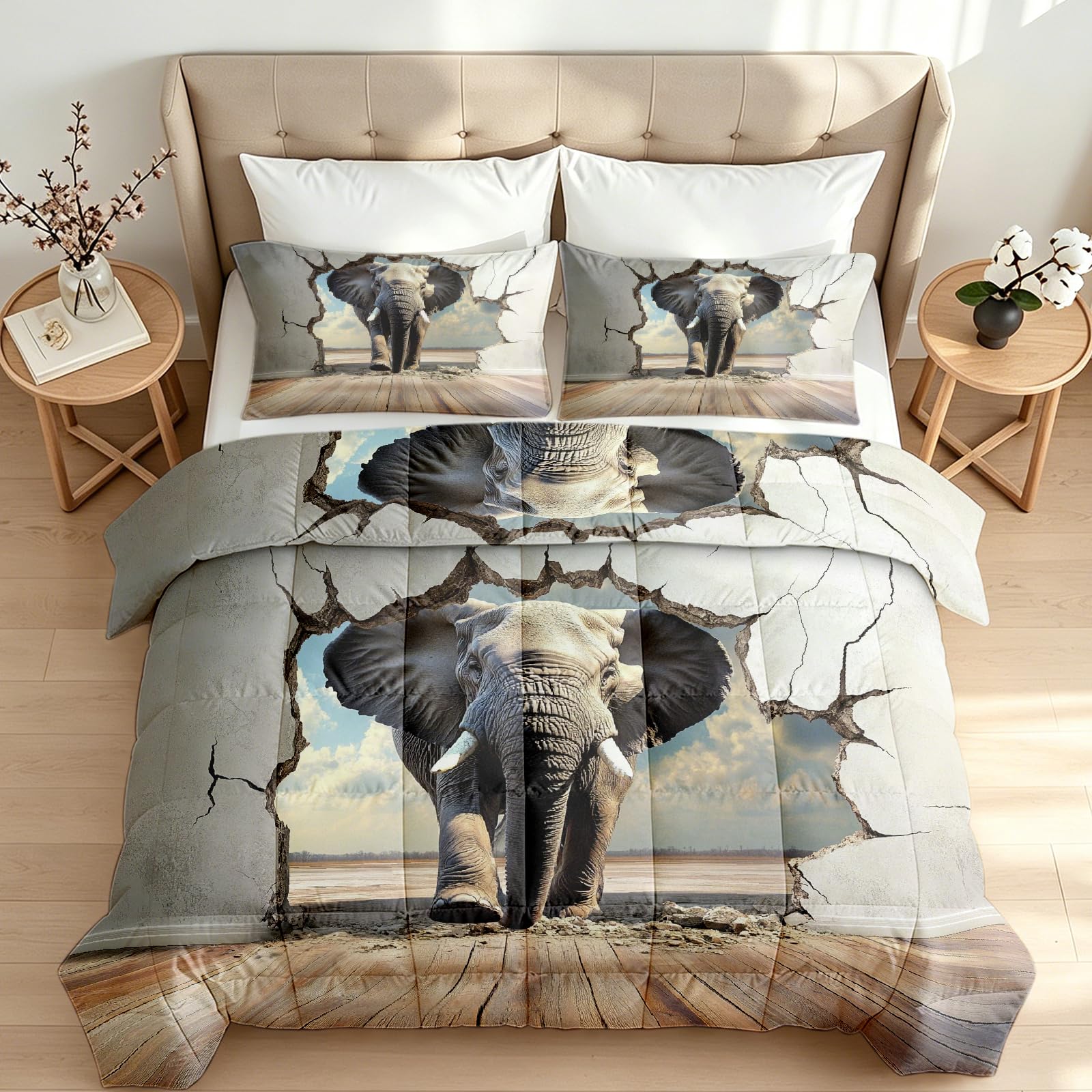 Sommerdecke 155x220 Afrikanischer Elefant Waschbar Bettdecke Ohne Bezug