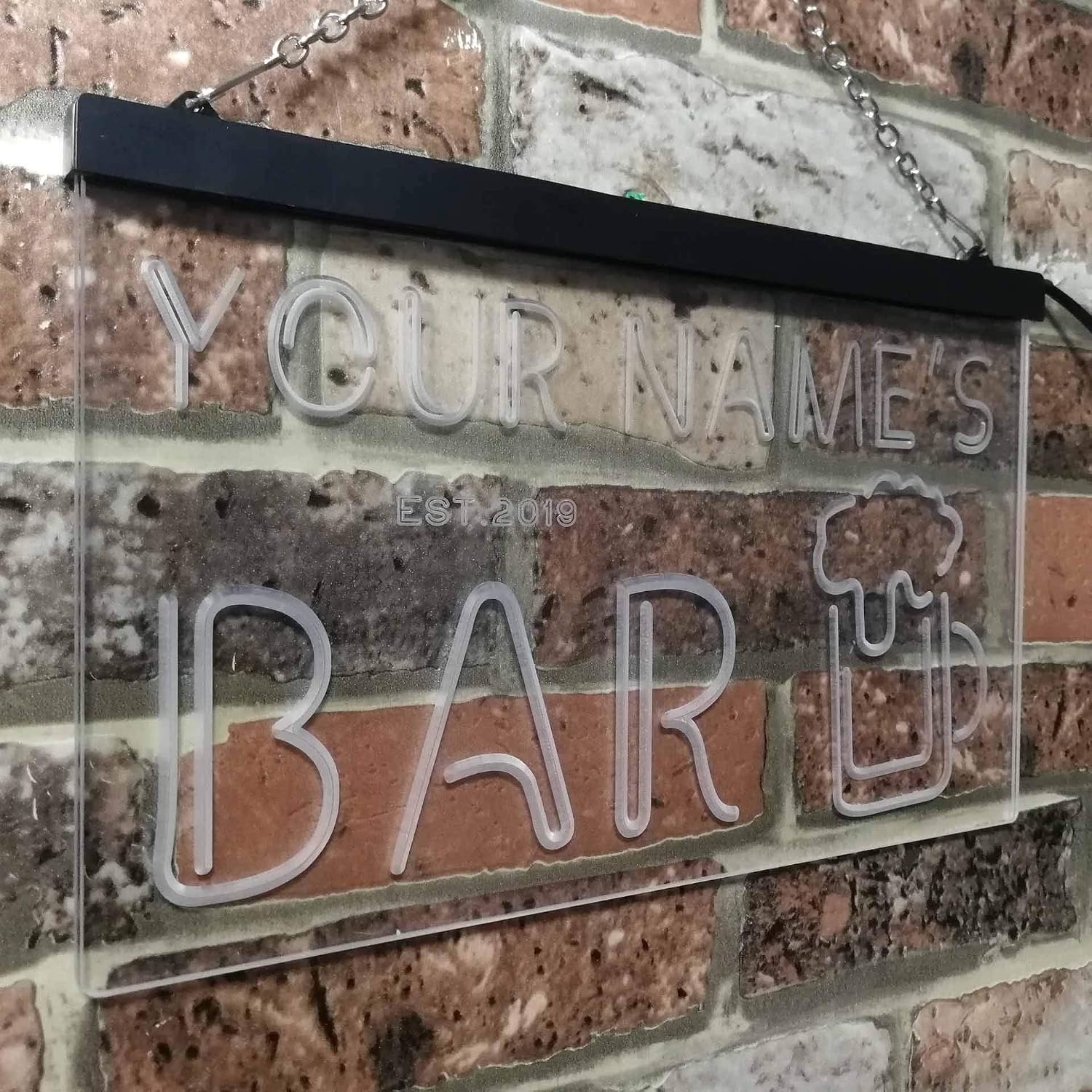 ADVPRO Personalized Your Name Est Year Theme Bar Pub Club Den Cabin Beer Dual Color LED Neon Sign White & Yellow 12" x 8.5" st6s32-pv1-tm-wy