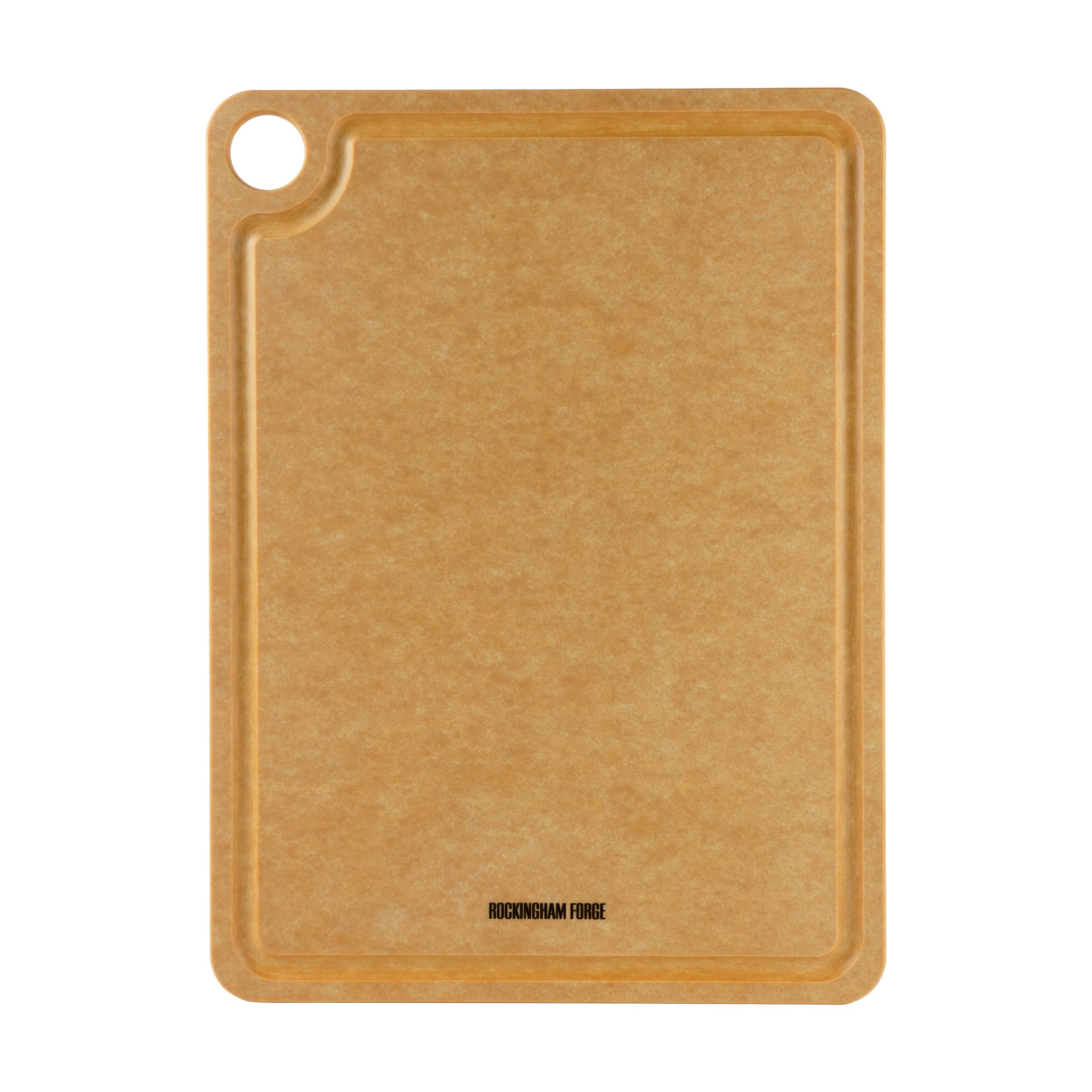 Rockingham Forge Wood Fibre Cutting Board with Groove Natural 37x27.5x0.6cm, Heat Resistant Chopping Board Dishwasher Safe, Wooden Carving Board with Juice Reservoir, Commercial Chopping Boards