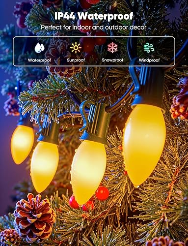 Miniatura 4 de Luces LED de Navidad vintage C9 para exteriores, tira de luces de Navidad de 50 pies con 50 bombillas, luces impermeables conectables para árbol de
