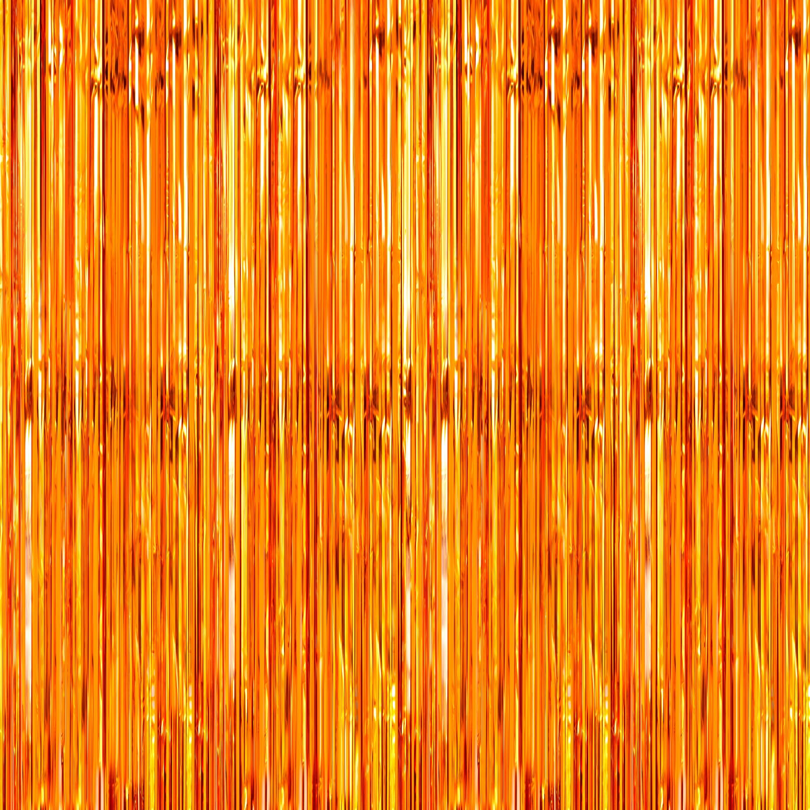 Crosize 4 Pack 3.3 x 9.9 ft Foil Fringe Streamer Backdrop, Orange | Halloween Decorations, for Birthday Wedding Bachelorette Party Decors, Door Streamers, Photo Booth Backdrops