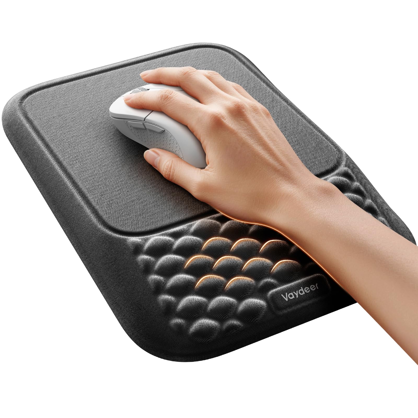 Vaydeer Ergonomic Mouse Mat with Wrist Rest, Honeycomb Memory Foam, Black
