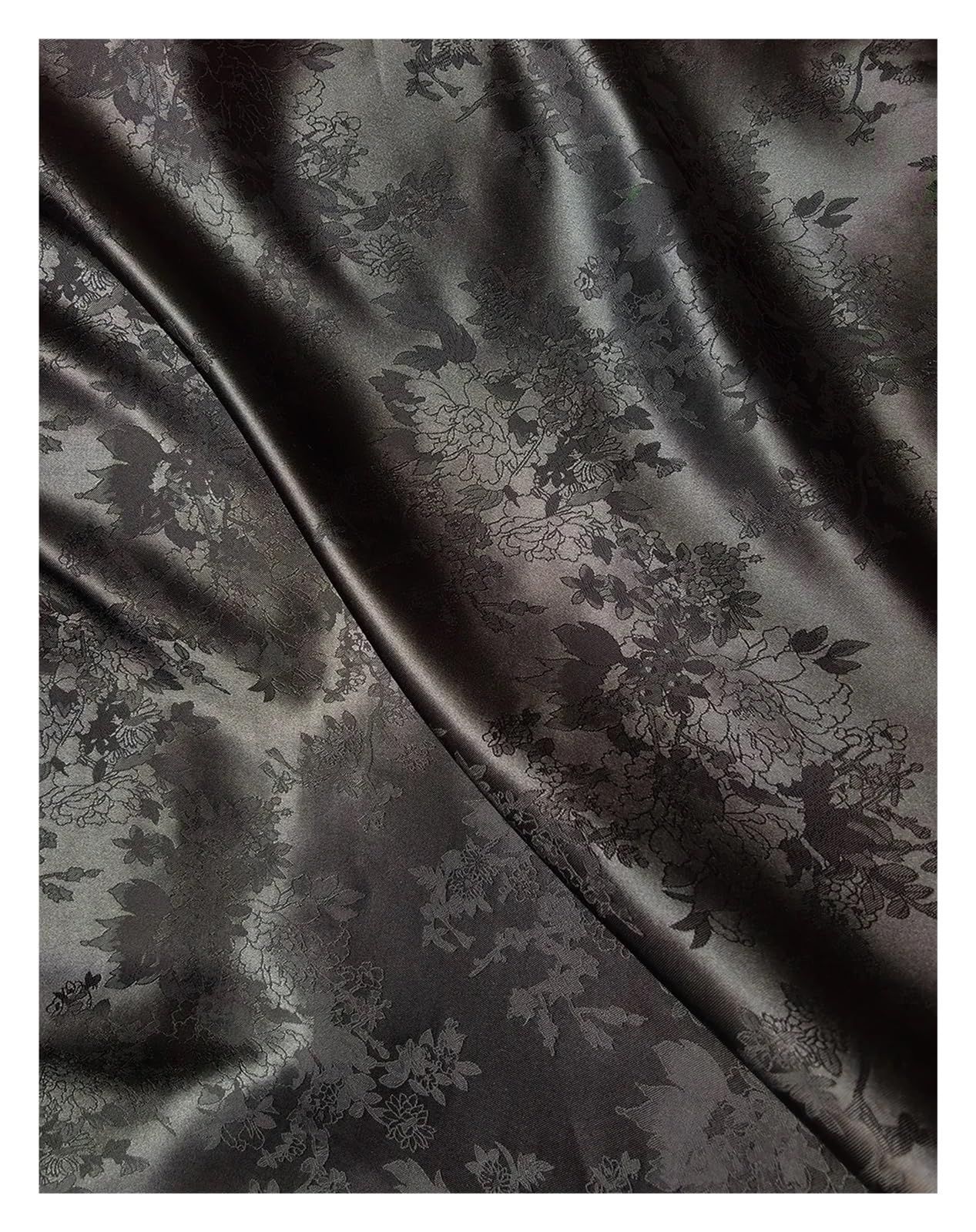 Tela de satén 58'' ancho, brocado floral, tela damasco charmeuse sedoso, material forro for vestido, kimono y traje para costura y confección(Red,5 X 1.48M)