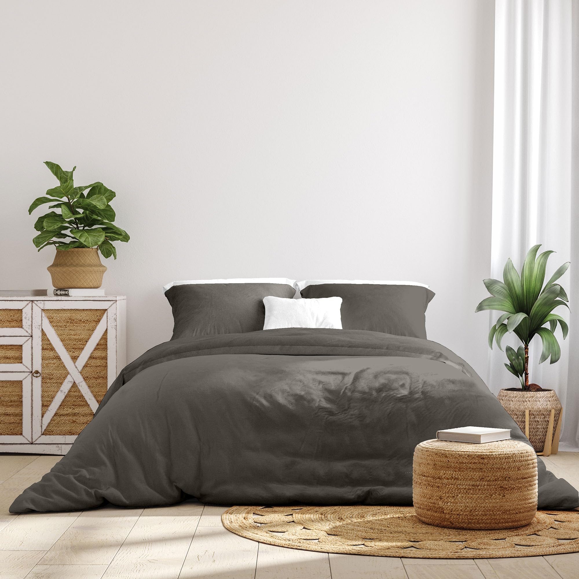 Ruggeri - Set Copripiumino Matrimoniale | Sacco + 2 Federe, 100% Morbida Microfibra di Alta Qualità - Collezione Everyday (Grigio Antracite)
