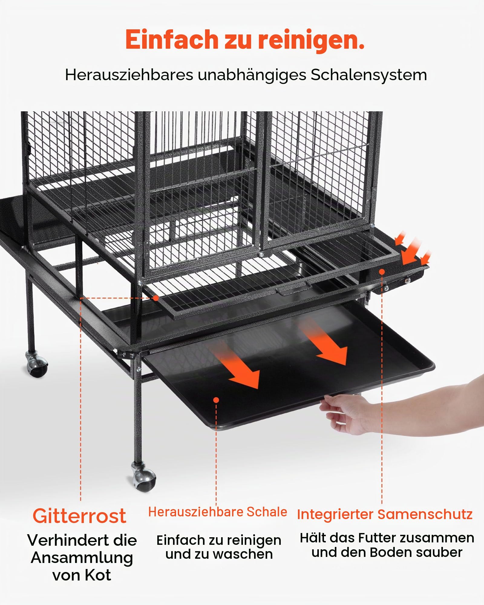 VEVOR Vogelkäfig, 830x790x2100 mm, offene Oberseite, Vogelvoliere aus Schmiedeeisen mit Sitzstangen, Schale & Kunststofffutternäpfen, für Nymphensittiche, Mönchssittiche Graupapageien