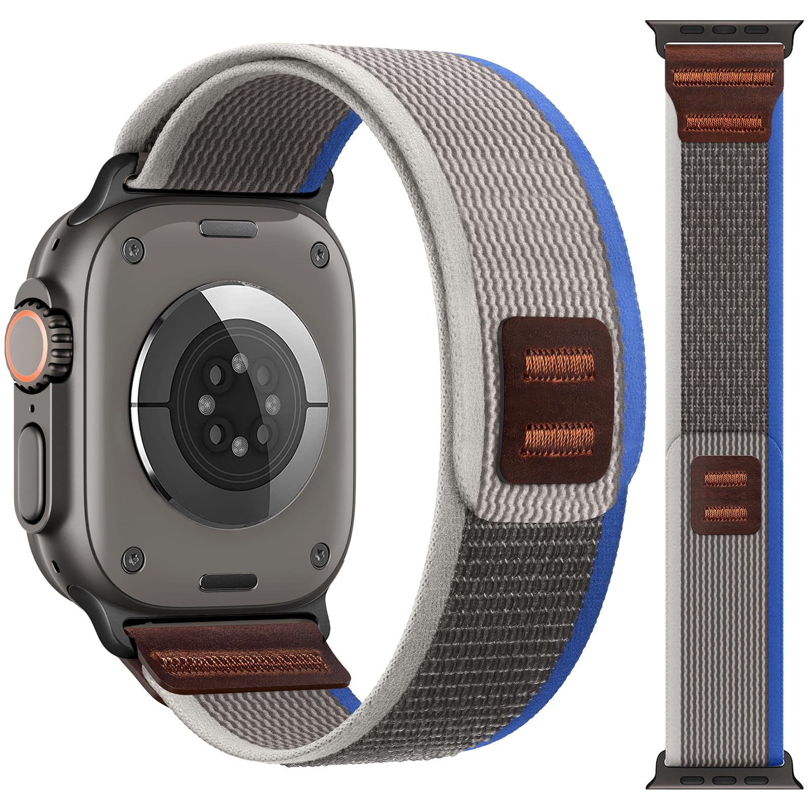 Ronkakar Trail Loop im Leder Kompatibel mit Apple Watch Armband Ultra 3 2 Ultra 49mm 46mm 45mm 44mm Damen Herren, Elastisches Gewebe Sport Nylon Armbänder für iWatch Serie 11 10 9 8 7 6 5 4 SE 3 2 1
