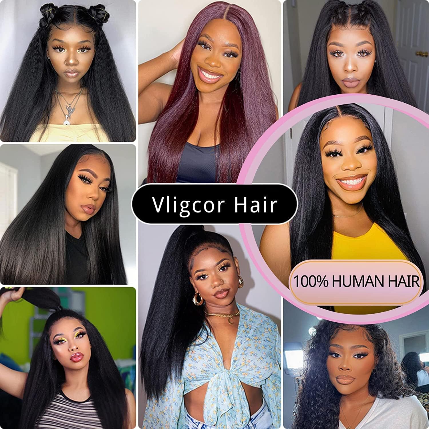 Kinky Straight Human Hair Extensions 3 Bundles 18-22 Inch Brazilian Virgin Remy Amazon.com : LINYINGYH Brazilian Virgin Human Hair Bundles  main image 4