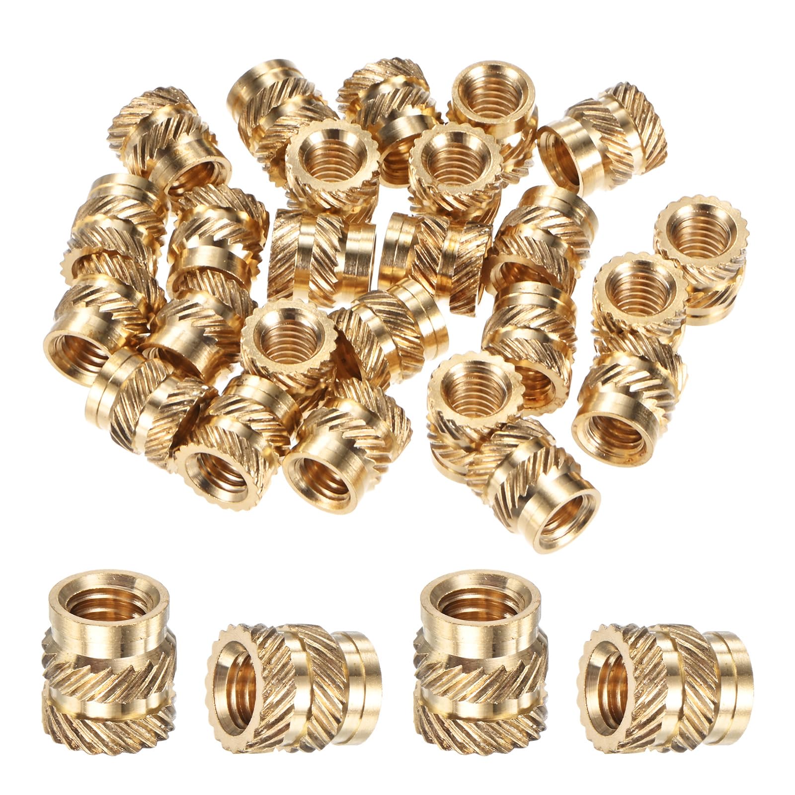 M METERXITY 25-Pack Threaded Inserts, M6 x 9.5mm L x 9mm OD Brass Heat Set Insert Nuts