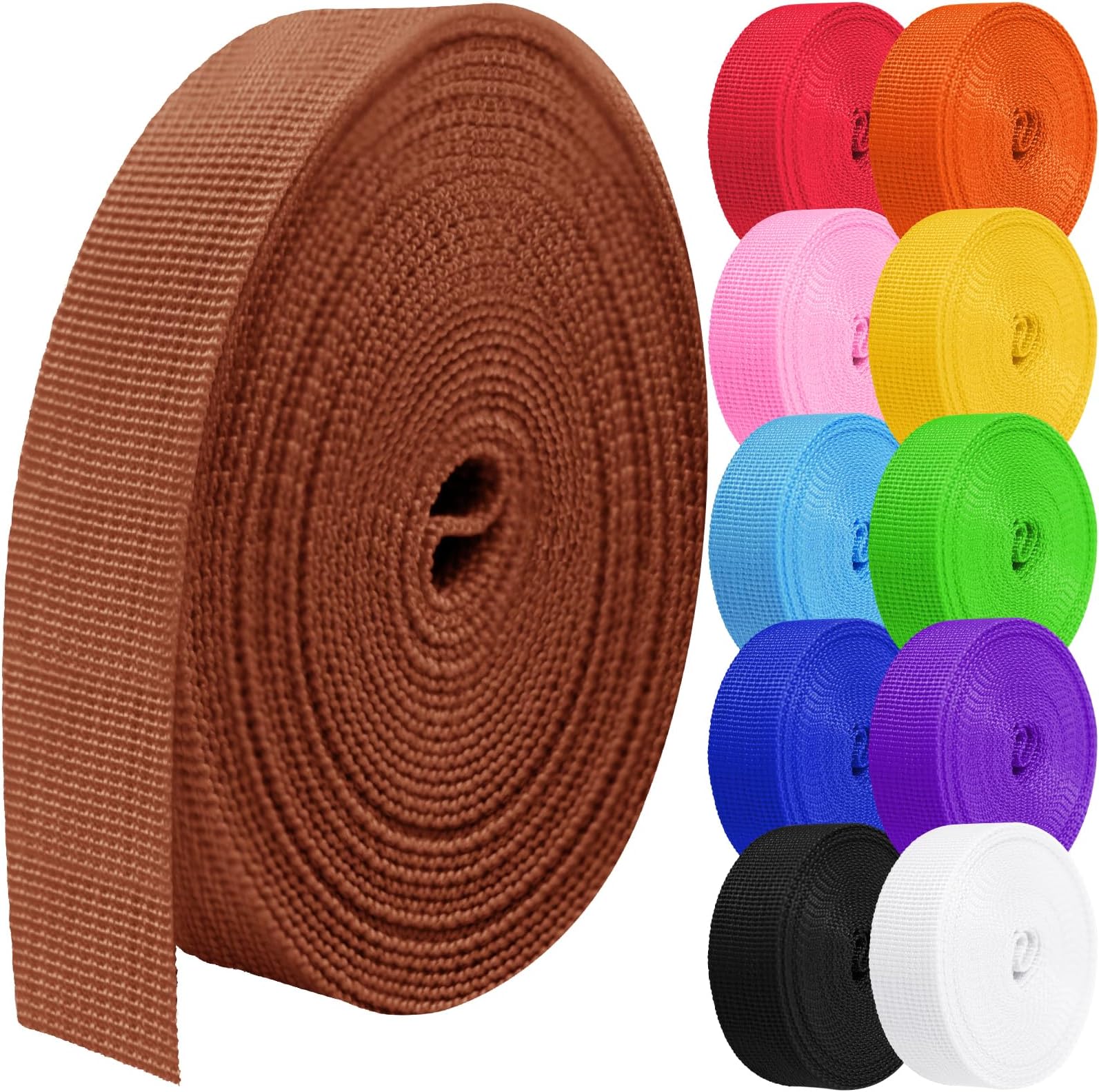 Polypropylene Webbing 1 Inch 1.5 inch 2 inch Nylon Webbing Tubular Webbing, 5 10 25 50 100 Yards Webbing