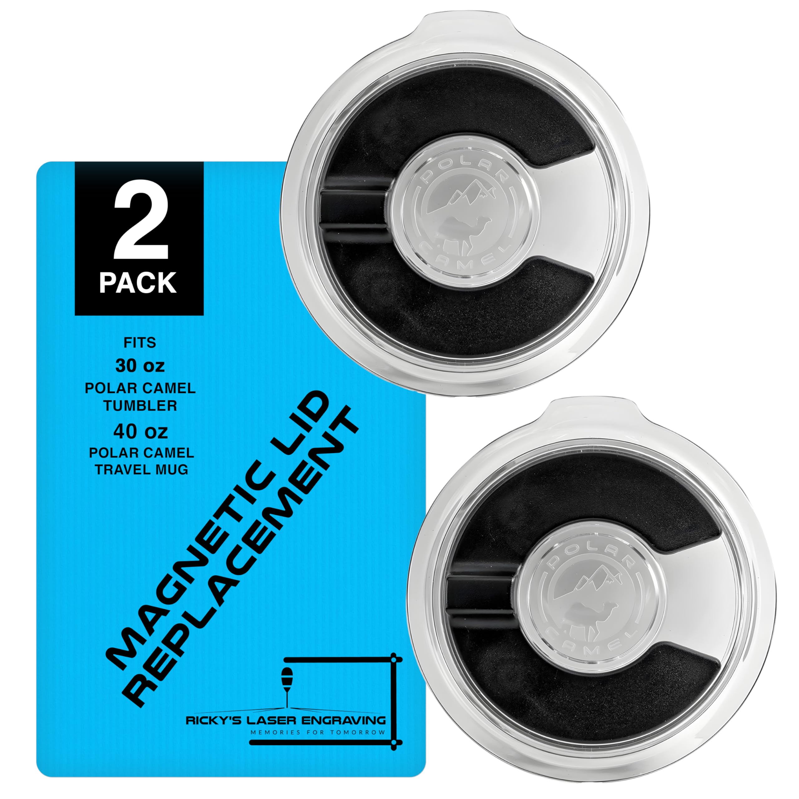 Polar Camel Lid Replacement 30 oz Tumbler and 40 oz Travel Mug with Handle - Magnetic Polar Camel Lid Replacement (2-Pack) Perfect Fit for Polar Camel 30 oz Tumbler and 40 oz Travel Mug with Handle