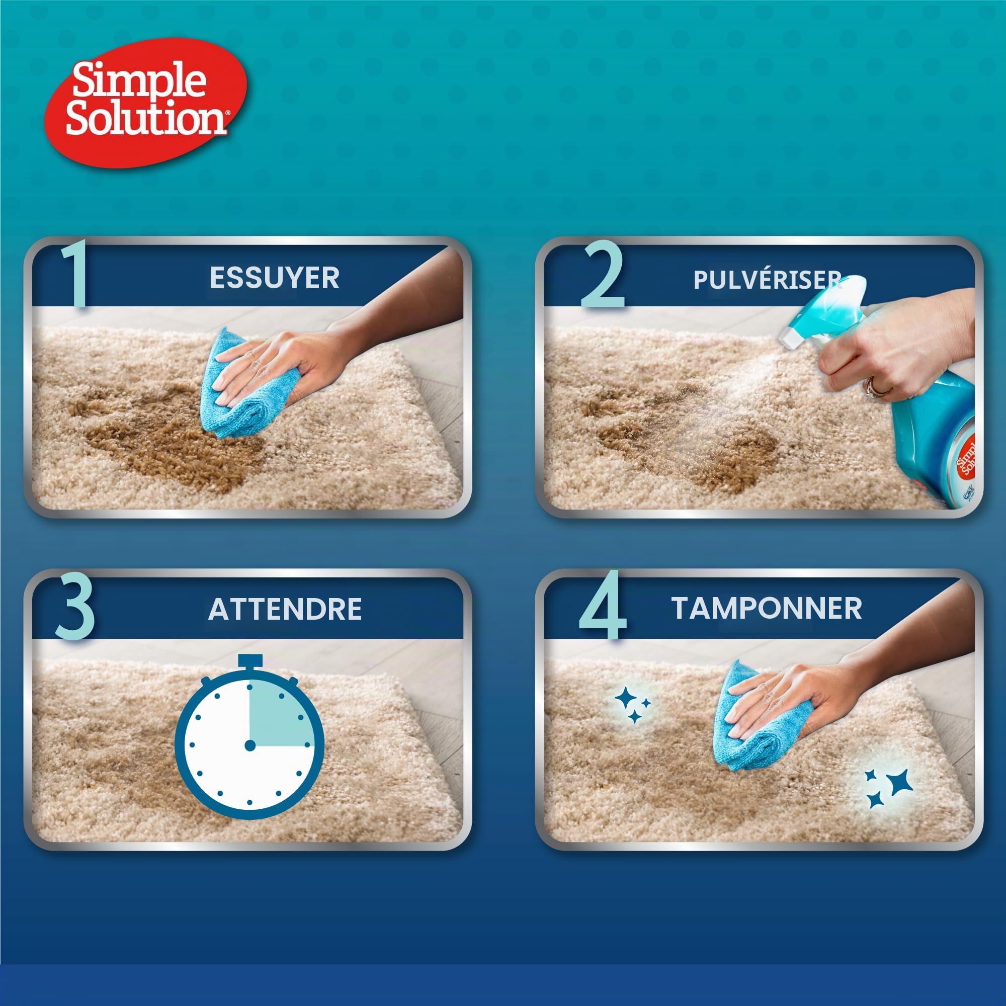Simple Solution Extreme Enzymatique anti-odeurs et anti-taches pour chats , nettoyant 3X Pro-Bacteria - pack de 4 (2Ltr)