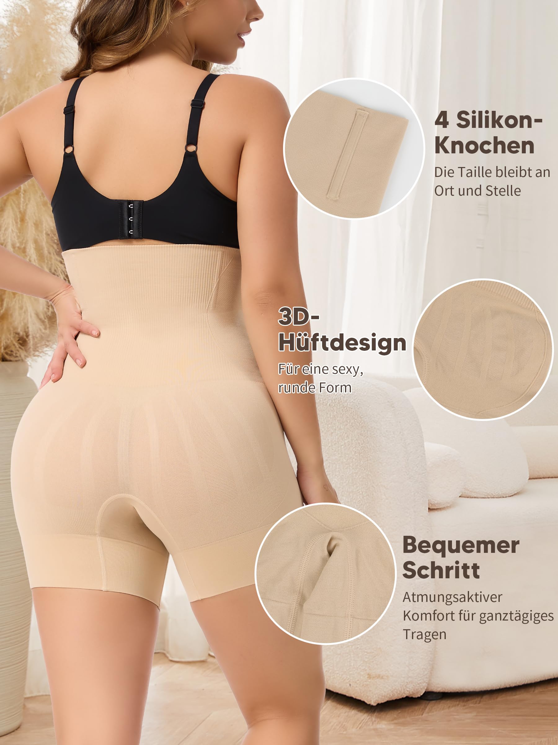 SLIMBELLE Damskie majtki wyszczuplające brzuch, wysoka talia, bielizna modelująca figurę, majtki silnie formujące, bezszwowe szorty modelujące sylwetkę