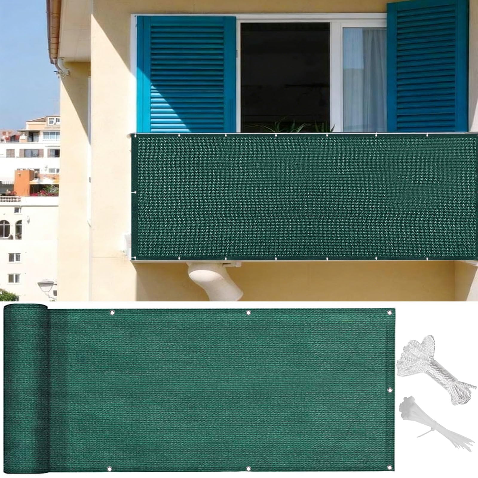 Brise vue balcon résistant aux intempéries avec œillets et attaches