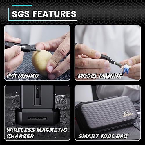 Miniatura 6 de AM ARROWMAX - Bolígrafo de grabado eléctrico, bolígrafo de pulido con 42 bits, funda de aluminio, control de movimiento inteligente, OLED,