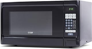 Countertop 1.1 Cubic Feet Microwave Oven, 1000 Watt, Black Front with Black Cabinet, Commercial Chef CHCM11100B