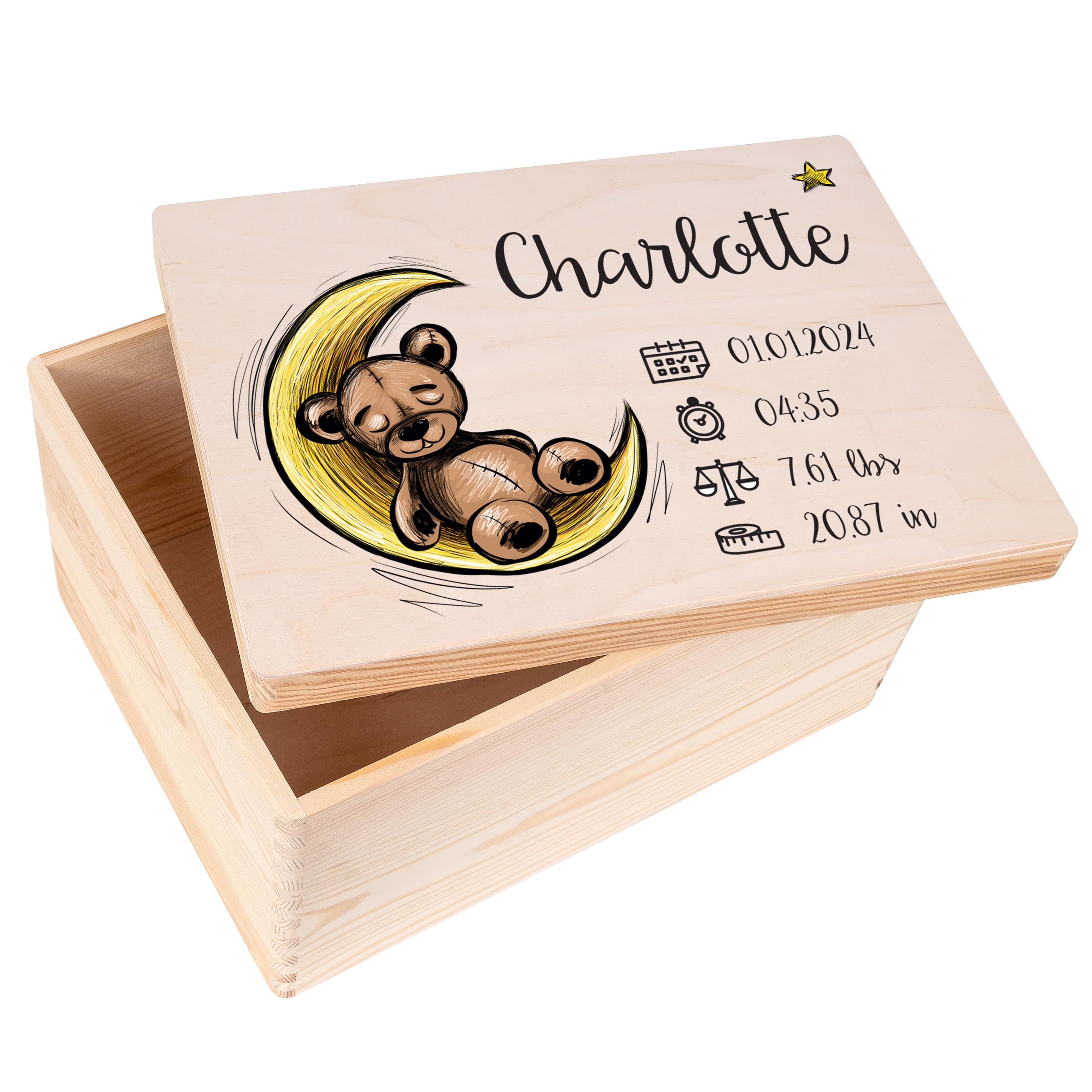 Creative Deco Scatola Regalo di Matrimonio in Legno Personalizzata - Vari Motivi | Scatole della Memoria - Personalizzato per Nozze | Incisione | Stampa a colori