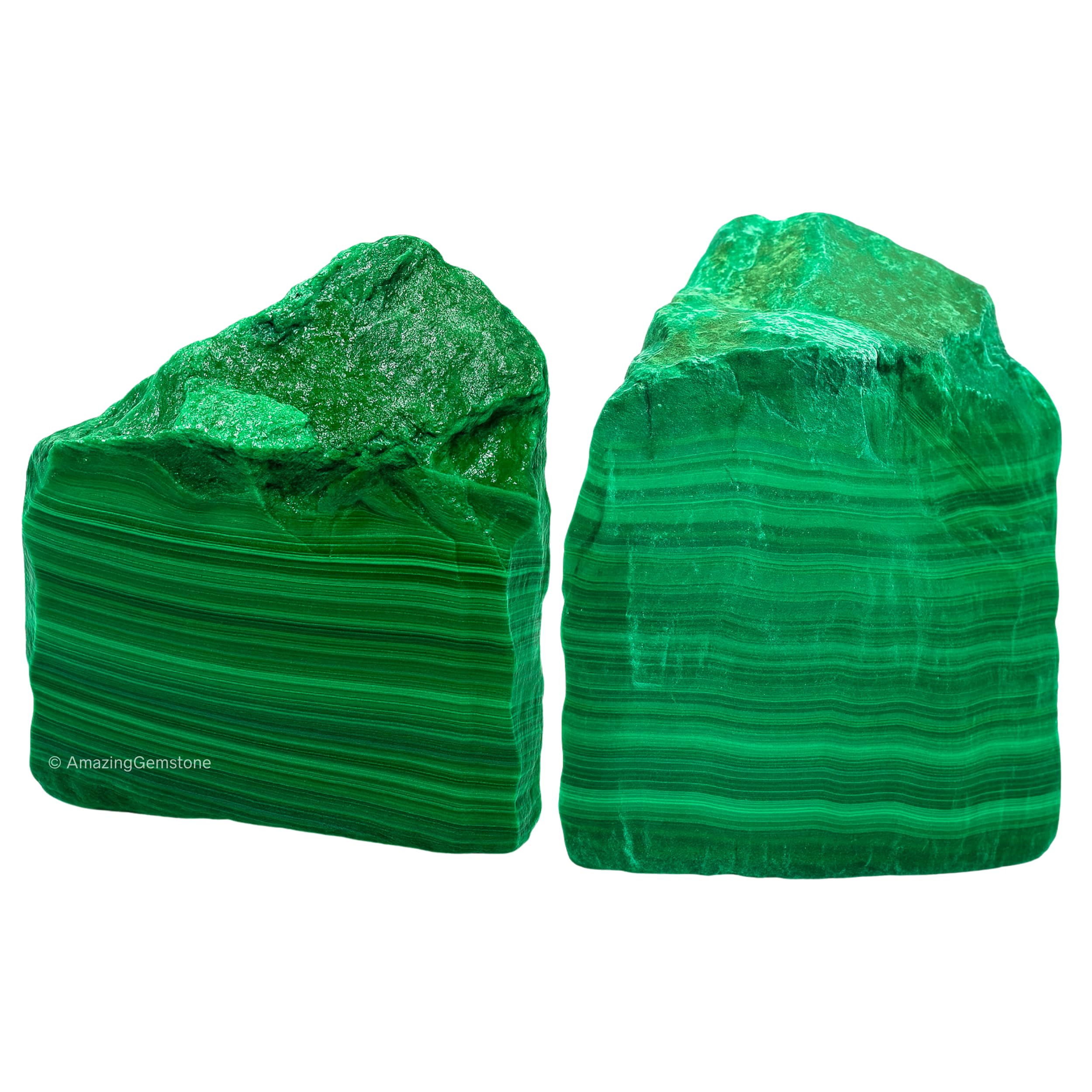 Malachite Crystals and Healing Stones, 2 Piece Raw | Certified Healing Crystal Rough Rocks For Tumbling and DIY Projects Gifts - Positive Energy, Chakra Healing, Meditation