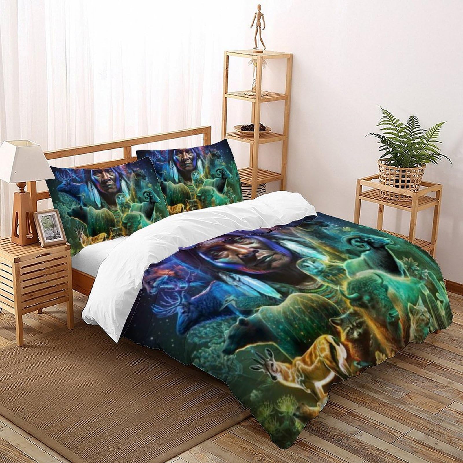 Housse de couette super king animaux imprimé 3D en microfibre avec 2 taies d'oreiller