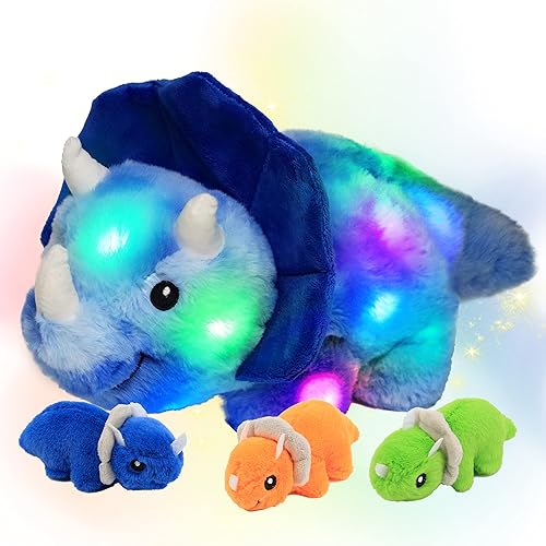 Miniatura 20 de Hopearl Set de juguete de dinosaurio musical de peluche LED con iluminación, canta, suave, con volumen ajustable, canciones de cuna, animado, da