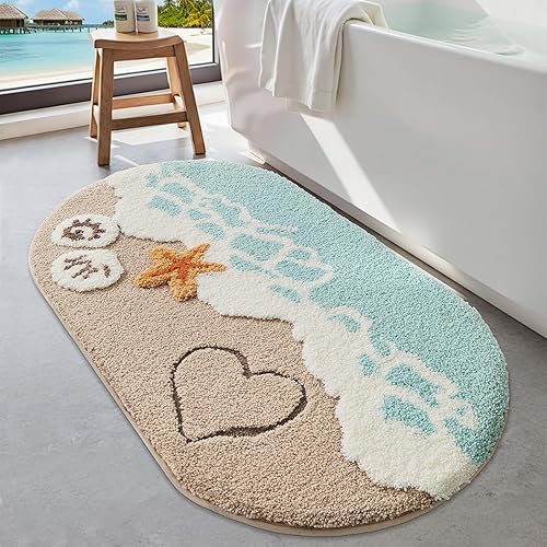 Miniatura 10 de LUMI Alfombra de baño absorbente con parte trasera de goma antideslizante, lavable a máquina, alfombra de baño ondulada suave de microfibra