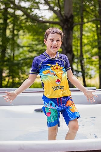 Miniatura 5 de Pokemon Bulbasaur Charmander Squirtle Pikachu - Conjunto de traje de baño para niños pequeños a grandes, Azul