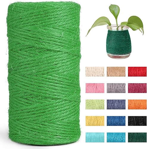 JeogYong Cuerda de yute de 0.079 pulgadas, 328 pies de grosor, cuerda de yute natural, cuerda de cáñamo para manualidades, envoltura de regalos,
