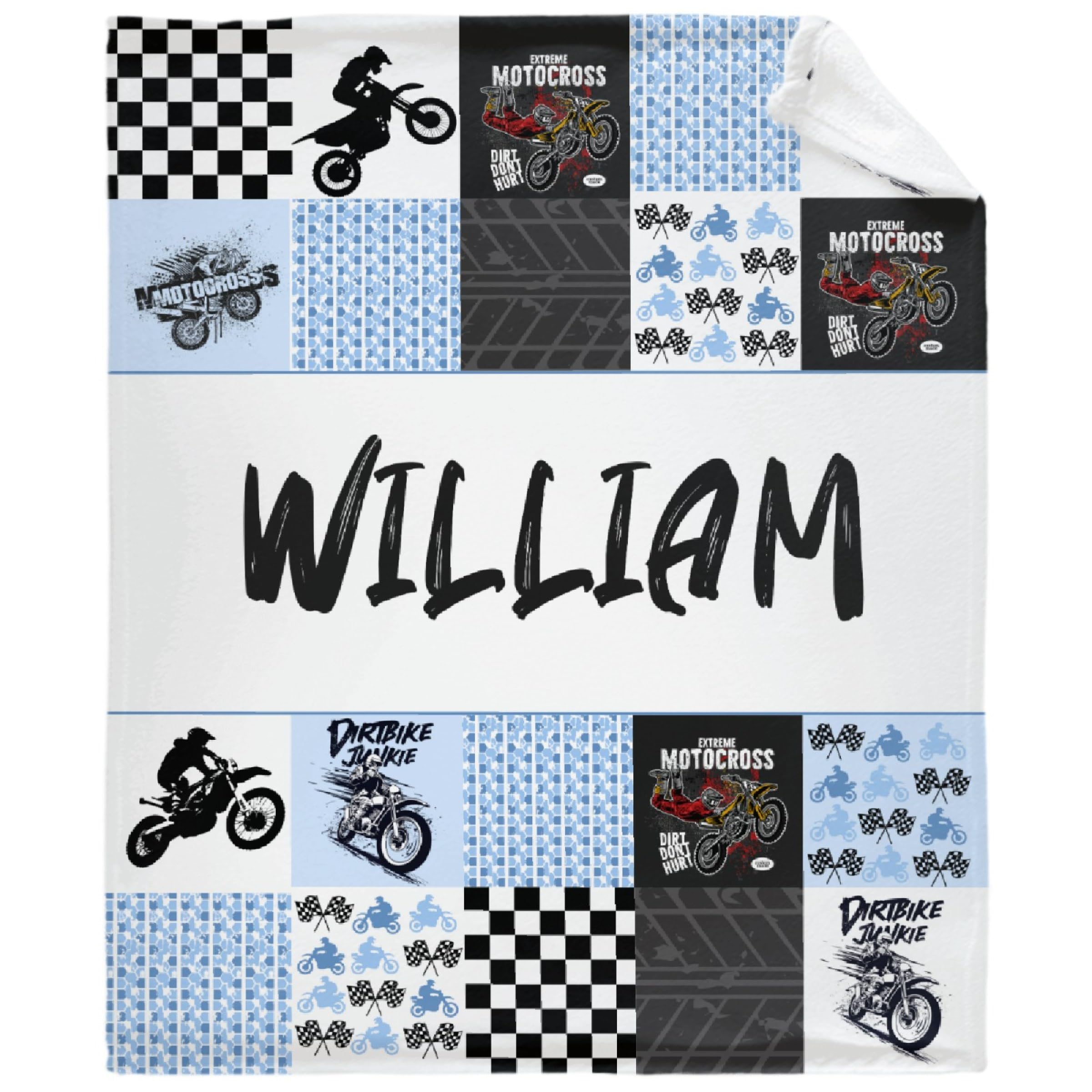 Personalized Motorcycle Dirt Bike Blanket Custom Motorcycle Blanket
