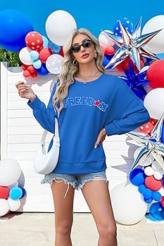 ALLTB USA Freedom Sweatshirt Women 4th of July Shirt America Flag