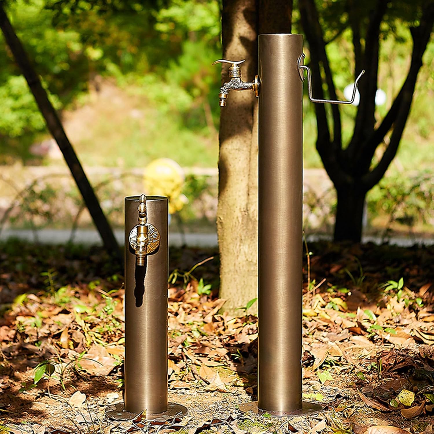 Freestanding Outdoor Faucet Water Column, Garden Watering Fountain Hydrant, Freeze-Proof Spigot, Landscape Decor & Irrigation Post, Hose Holder (Style 1-20.5×86cm)