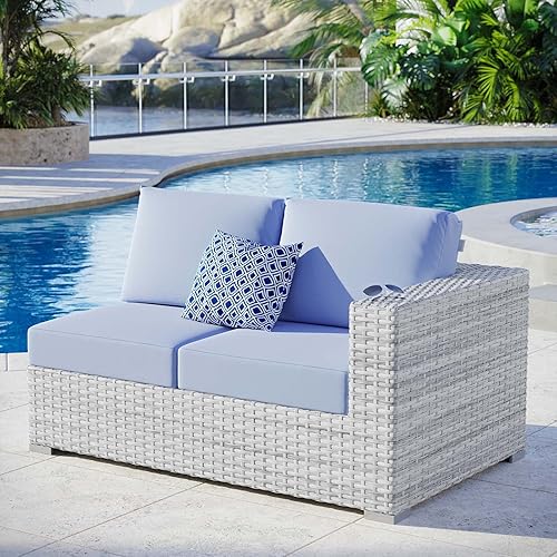 Miniatura 28 de Modway EEI-4302-LGR-GRY Sofá biplaza con brazo derecho, gris claro