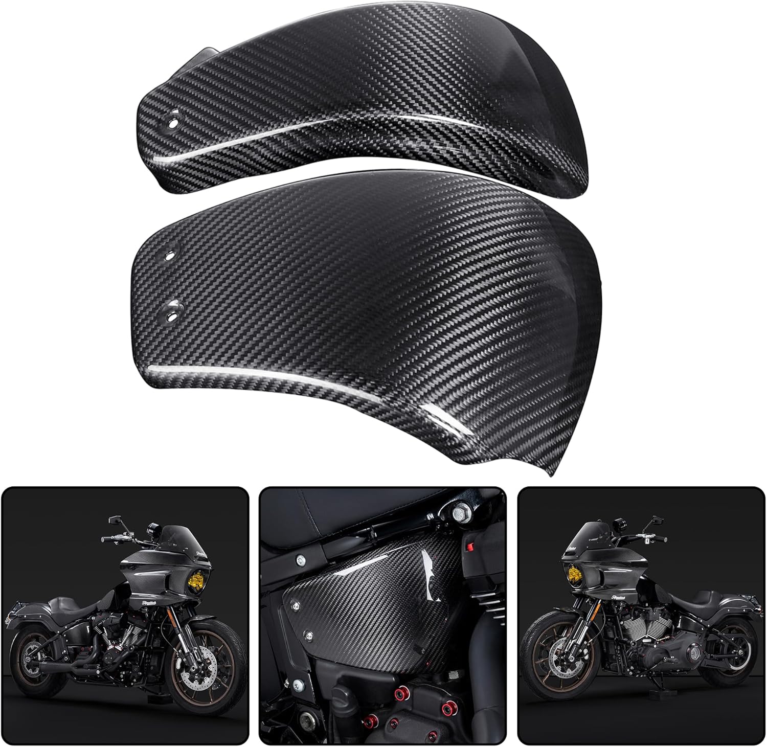 Advanblack Motorcycle Battery Side Fairing Covers Carbon Fiber Side Battery Covers for M8 Harley Softail 2018-2024 Harley LowRider S Low Rider S LowRider ST FXLRS FXLRST FXRST (Black)