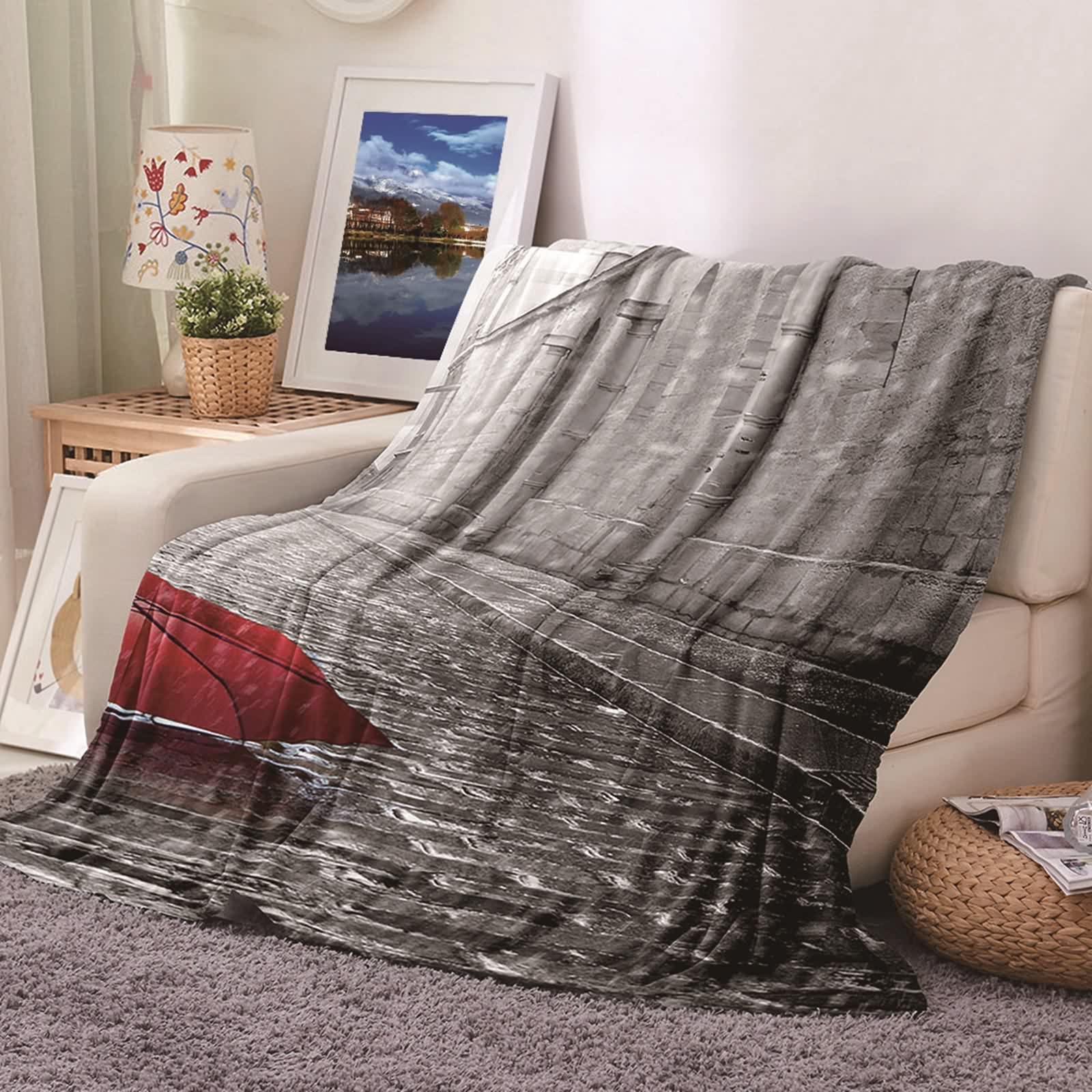 Couverture polaire flannel KnSam gris 100x150cm de qualité supérieure