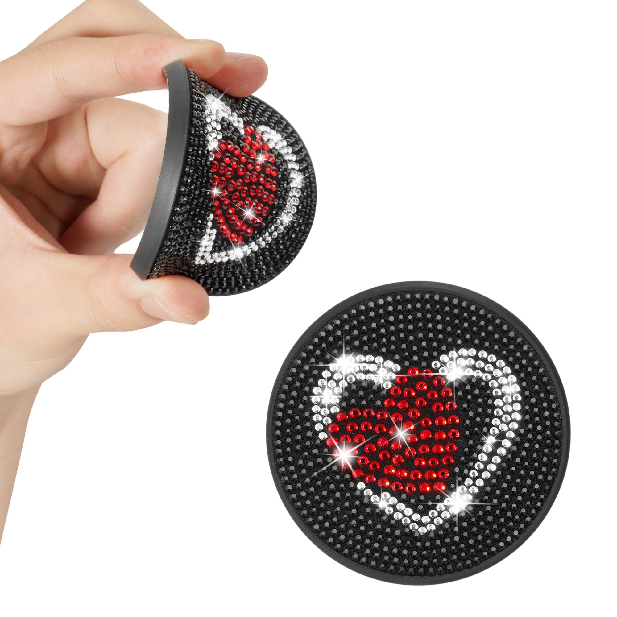 Car Coasters Cute Car Cup Holder Coaster Bling Car Accessories for Women Handmade with Crystal Rhinestones Anti-Slip 2