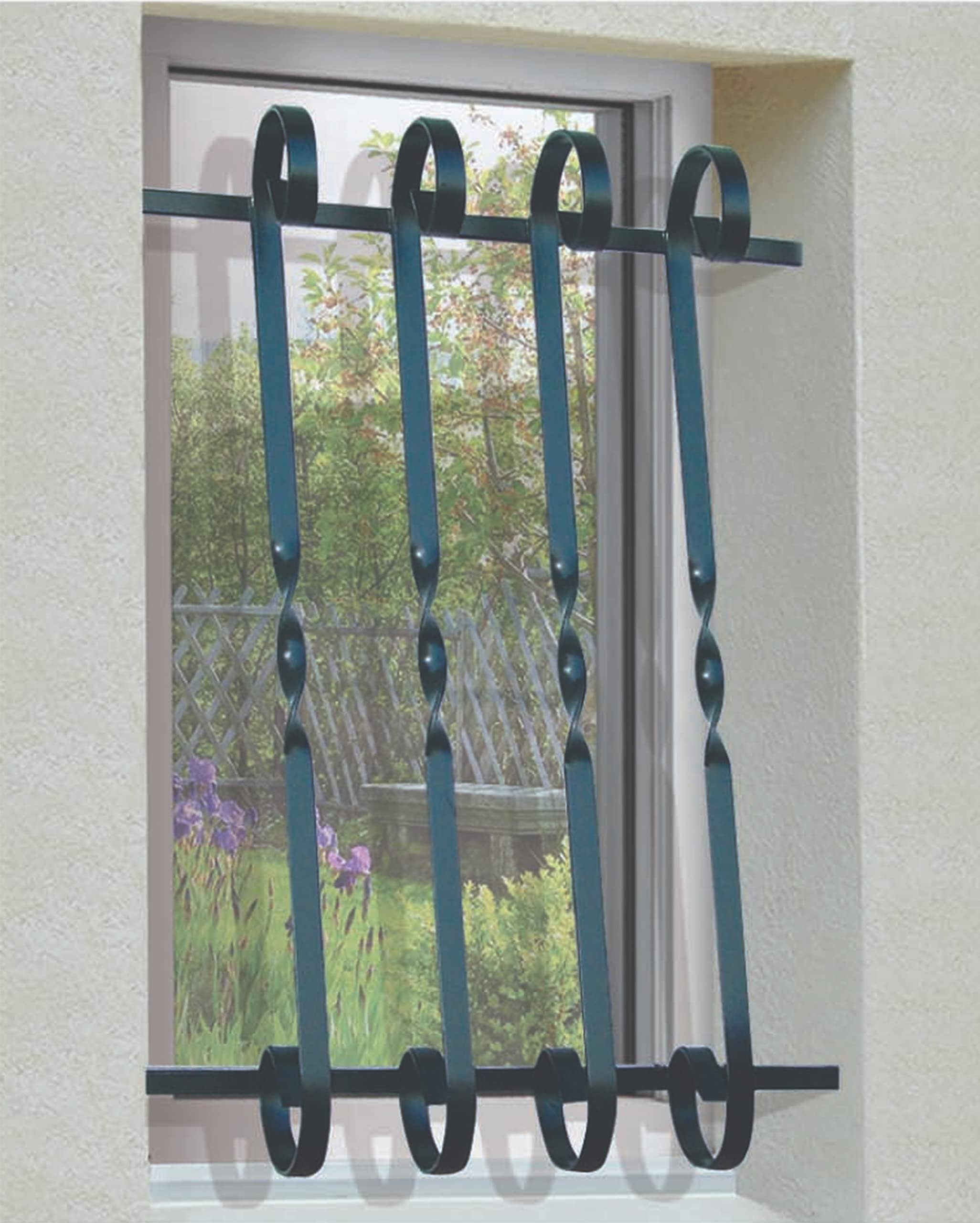 Grille de defense en fer forge volute pour fenetre 95 x 60 cm
