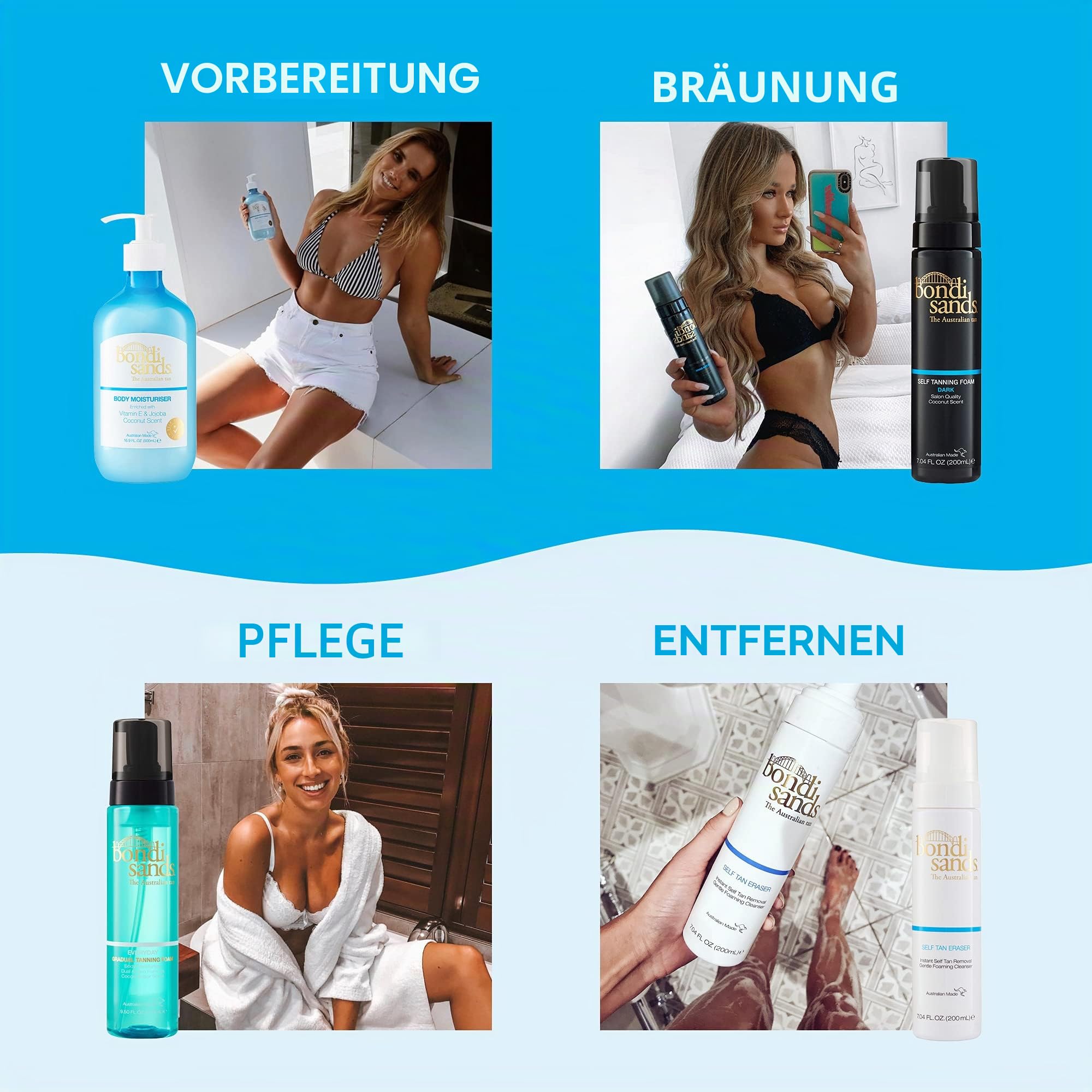 Bondi Sands Everyday Gradual Tanning Foam | Leichter Bräunungsschaum baut einen natürlichen Glanz in 1–3 Anwendungen auf, angereichert mit Aloe Vera, vegan + tierversuchsfrei, Kakaobutterduft | 270 ml
