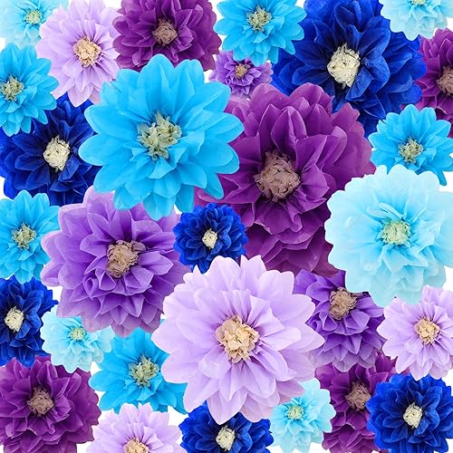 18 piezas de flores de papel mexicanas coloridas para fiesta, flores de papel de seda para carnaval mexicano, flores de papel para telón de fondo de