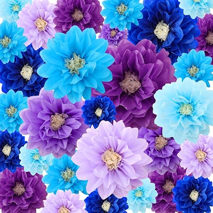 Geyee 18-Pack Mexican Tissue Paper Flowers - 6", 8", 10" Pom Poms For Fiesta, Wedding, Party Decor - View #9