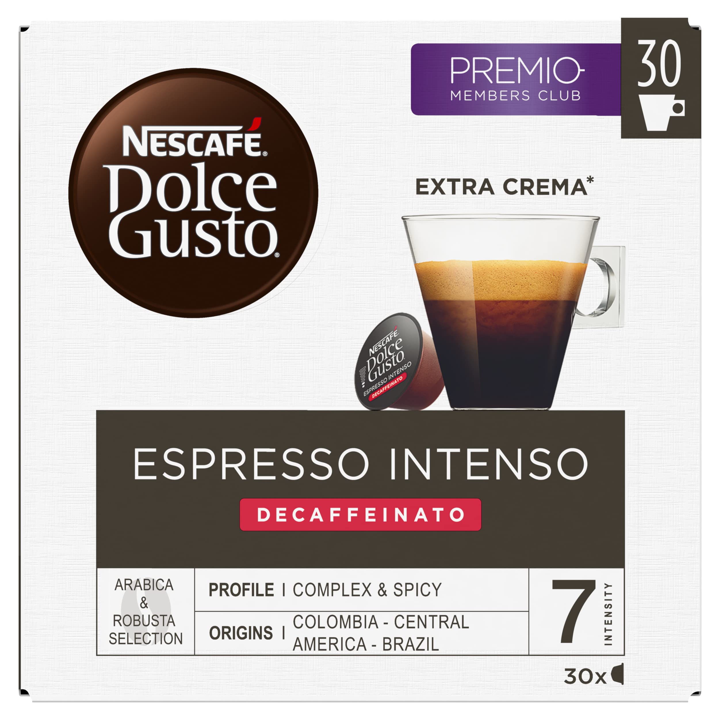 Nescafé Dolce Gusto Espresso Intenso Descafeinado - Packs de cápsulas 3x30 y 3x16 - Total: 90 cápsulas