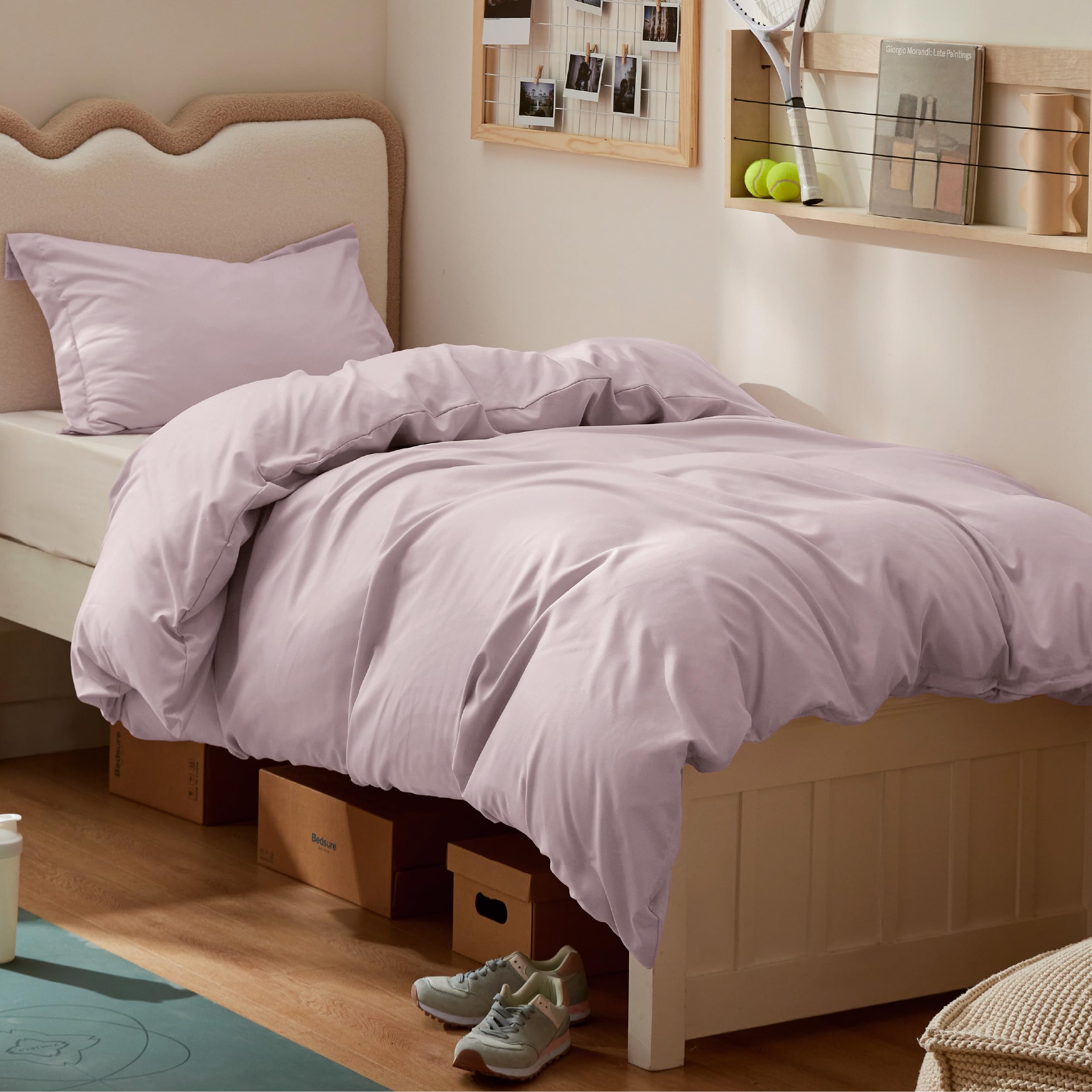 Bedsure Twin/Twin XL Duvet Cover, Double Brushed Bedding Set, Pink Mocha