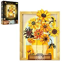 JMBricklayer Set da costruzione con girasole fiori per adulti con luci 70004