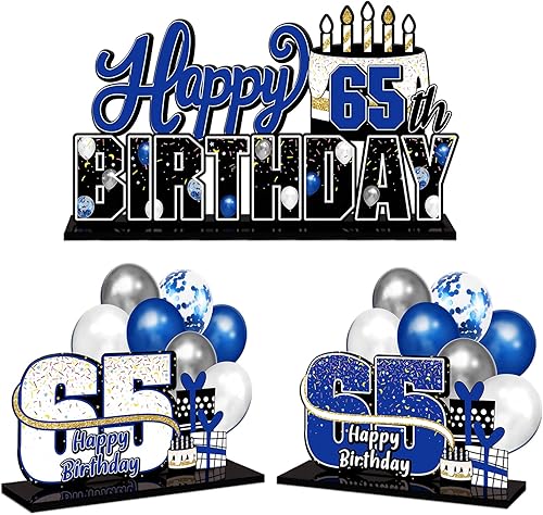 Miniatura 98 de LINGTEER Juego de centros de mesa de acrílico azul con texto en inglés «Happy 100th Birthday» – Decoración de regalo de fiesta de cumpleaños número