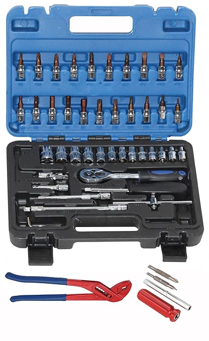 Digital Craft Hand Tool Kit Car Ratchet Wrench Assembly Tool Household Repair Tools Automotive Set 46PC Socket Set,4 In 1 Screw Driver,Water Pump Plier,