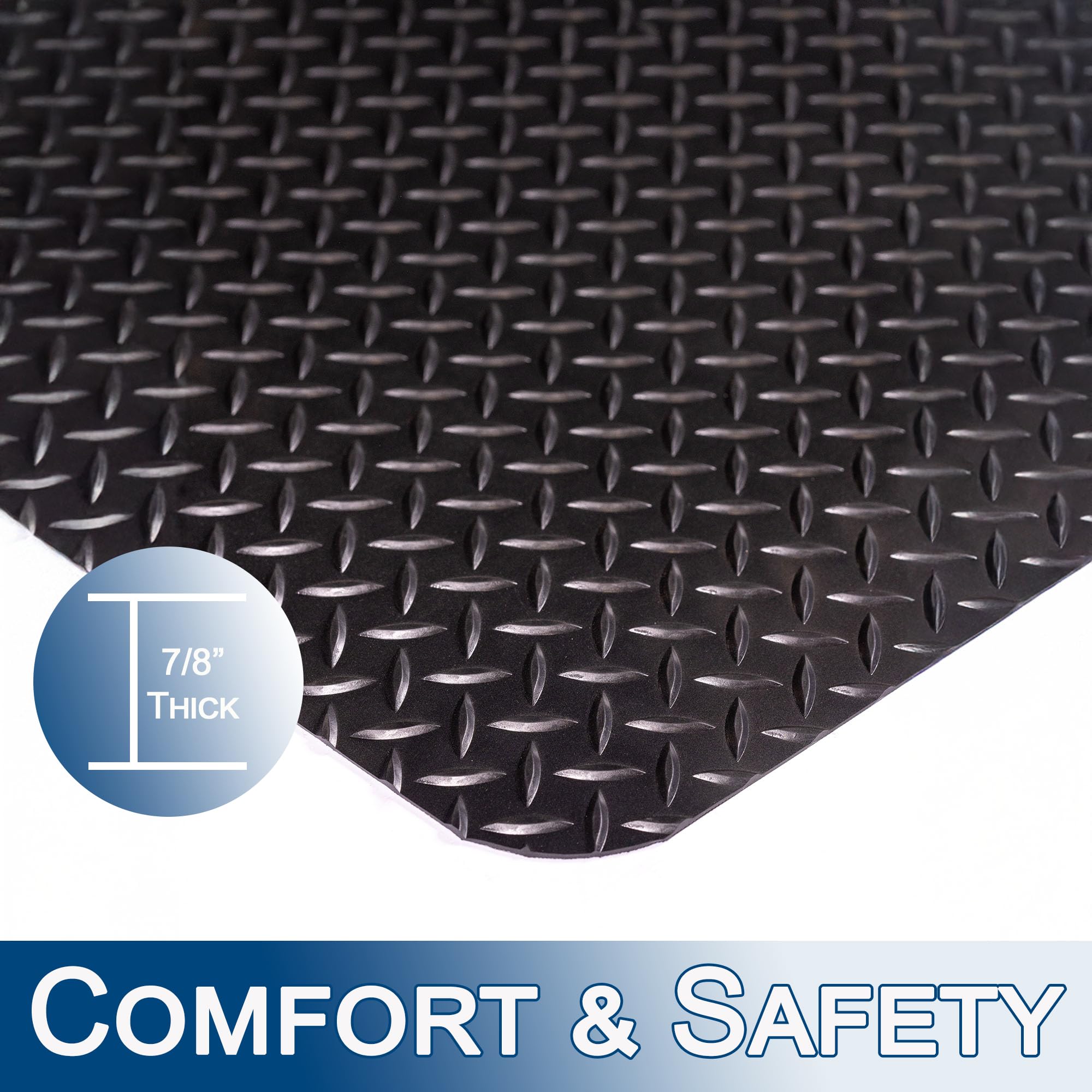 Durable Corporation Heavy Duty Diamond-DEK Industrial Anti-Fatigue Floor Mat, Thick Vinyl Sponge Standing Mat, Non-Slip Comfort Mat for Workshop, Garage & Workstation, Black, 3' x 5', 7/8” Thick — Amazon image 4