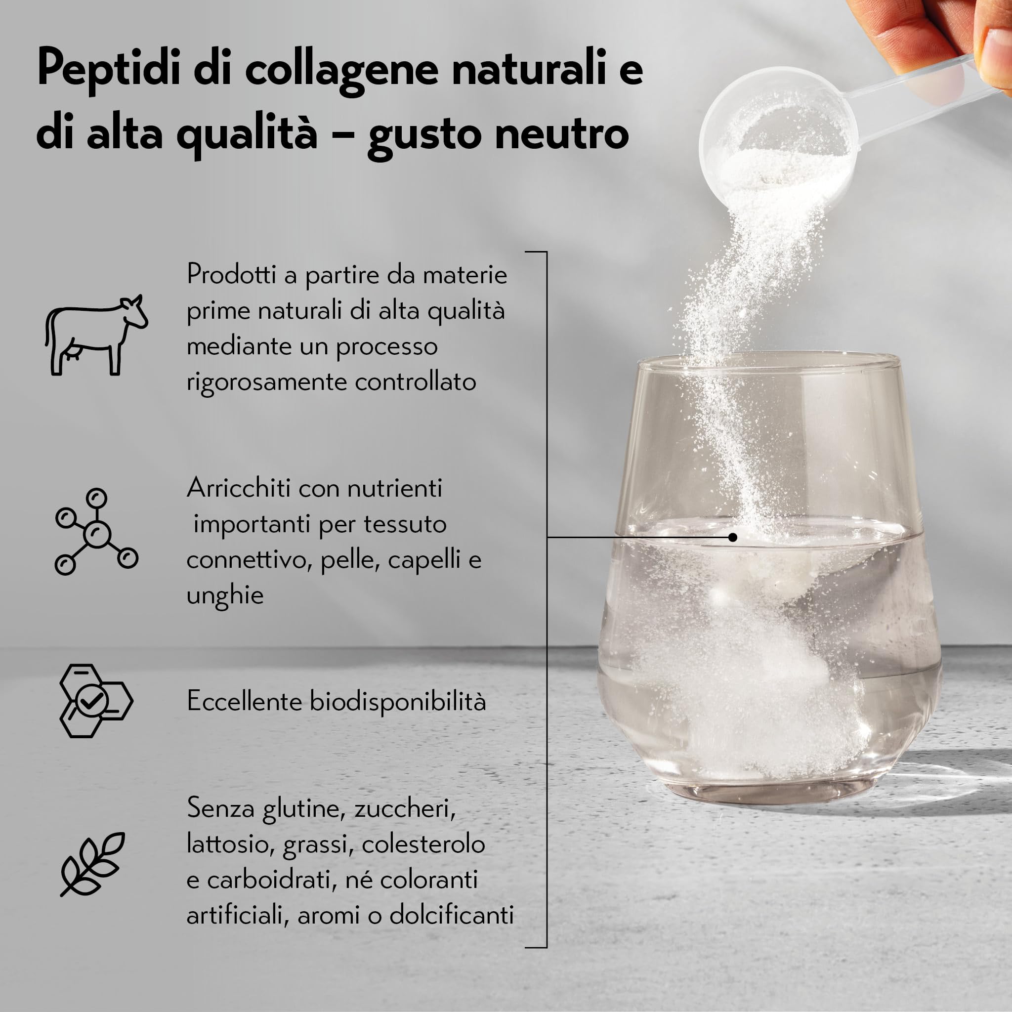 pureSGP® Collagen [300g]: Collagene puro di qualità farmaceutica – Peptidi bioattivi premium da collagene idrolizzato di alta qualità. Con vitamina C e biotina – Gusto neutro – Ottima solubilità